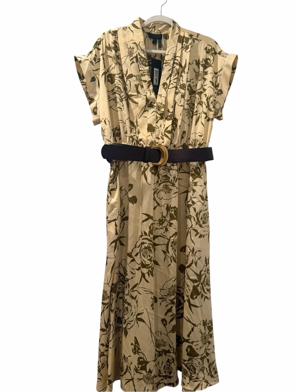 Donna Karan New York Floral Midi Dress Beige Olive Size size 14 NWT - Picture 11 of 13